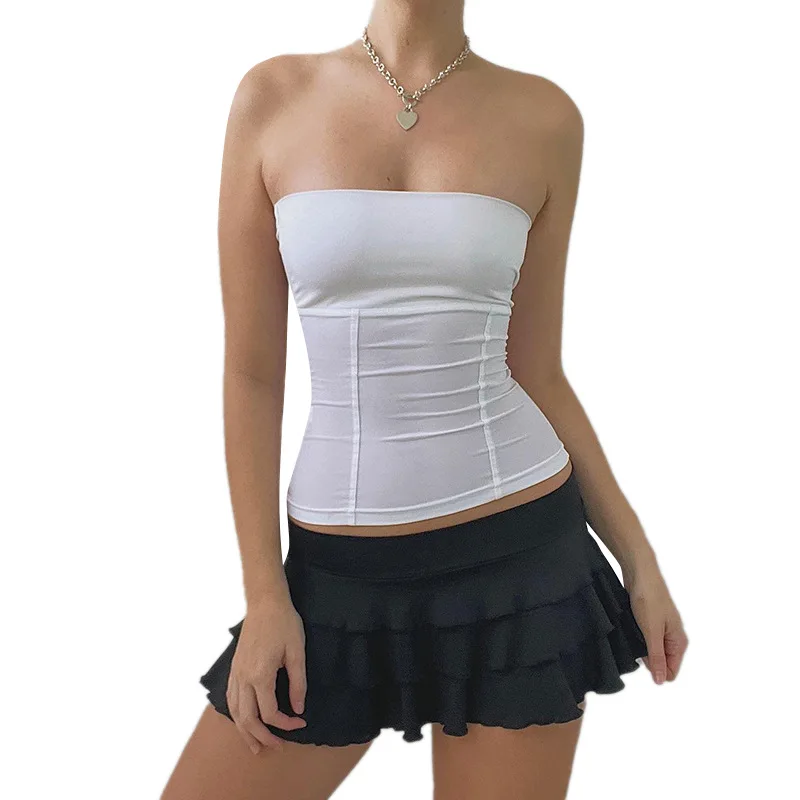 Y2k Strapless Corset Tops Summer White Off Shoulder Tanks Women Sleeveless Tube Top Sexy Skinny Fit Bustier Clothes - Image 5