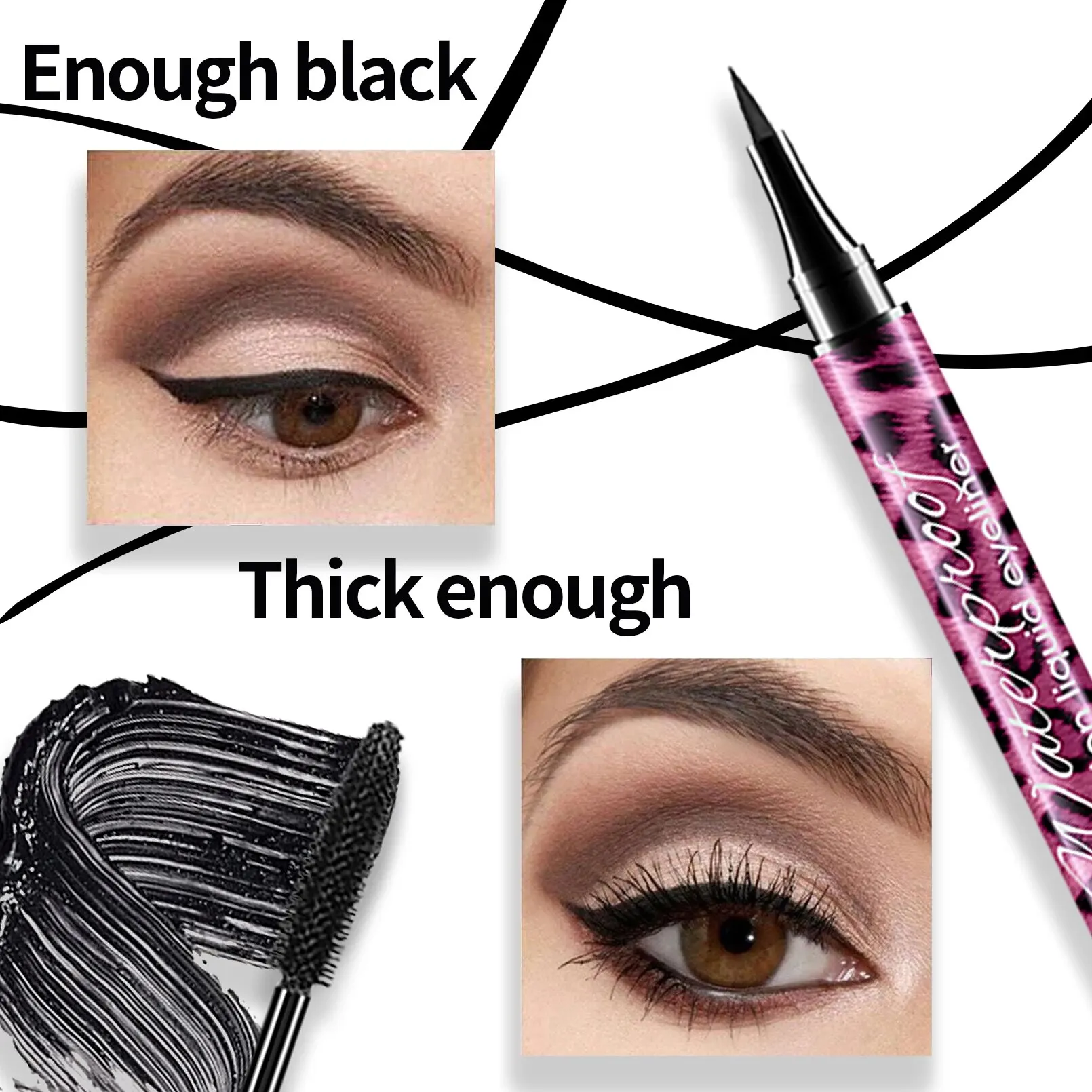 YANQINA Liquid Eyeliner Pencil 4D Waterproof Mascara Set Cosmetics Eye Liner Thick Curling Mascara Eyebrow Pencil Eyes Makeup - Image 6