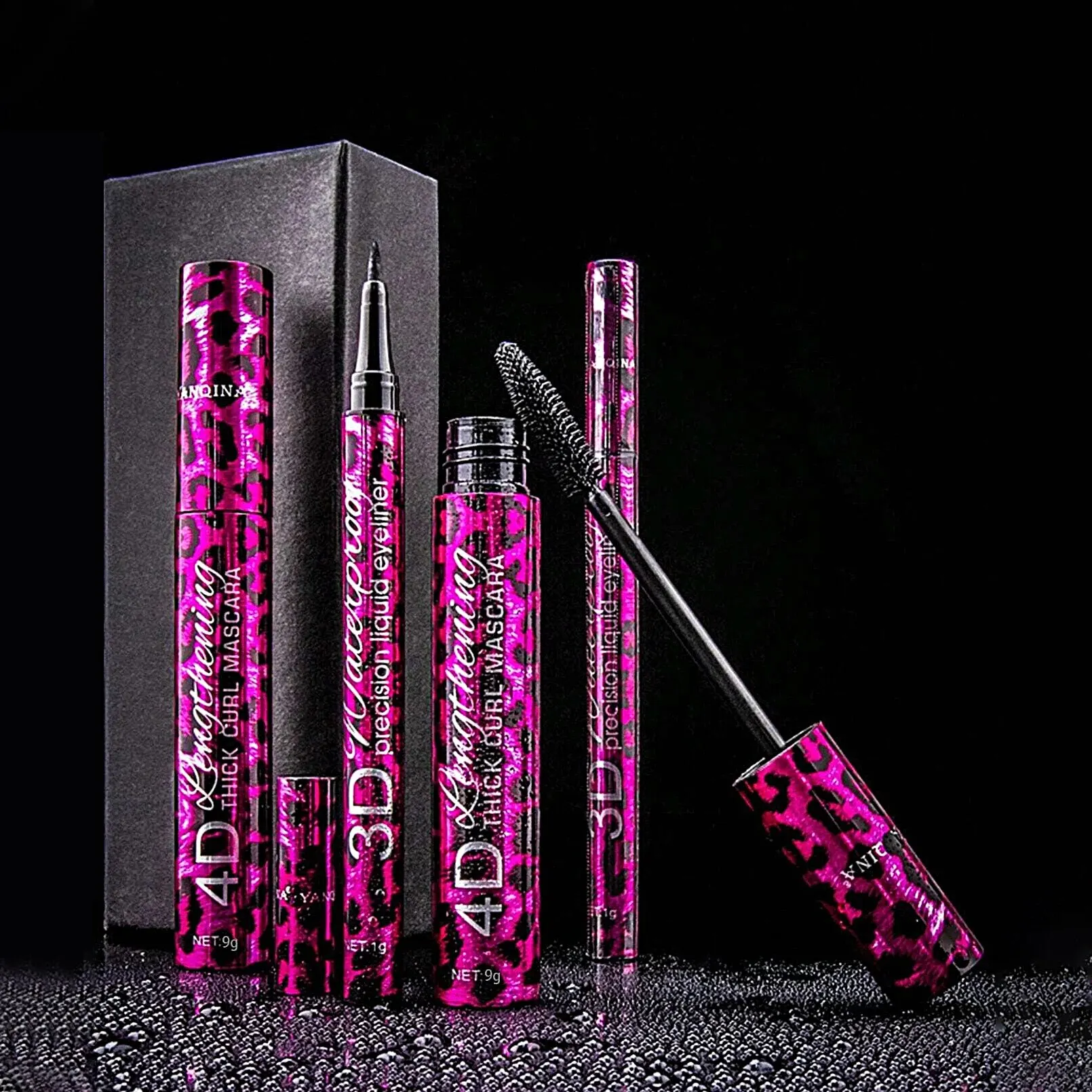 YANQINA Liquid Eyeliner Pencil 4D Waterproof Mascara Set Cosmetics Eye Liner Thick Curling Mascara Eyebrow Pencil Eyes Makeup - Image 4
