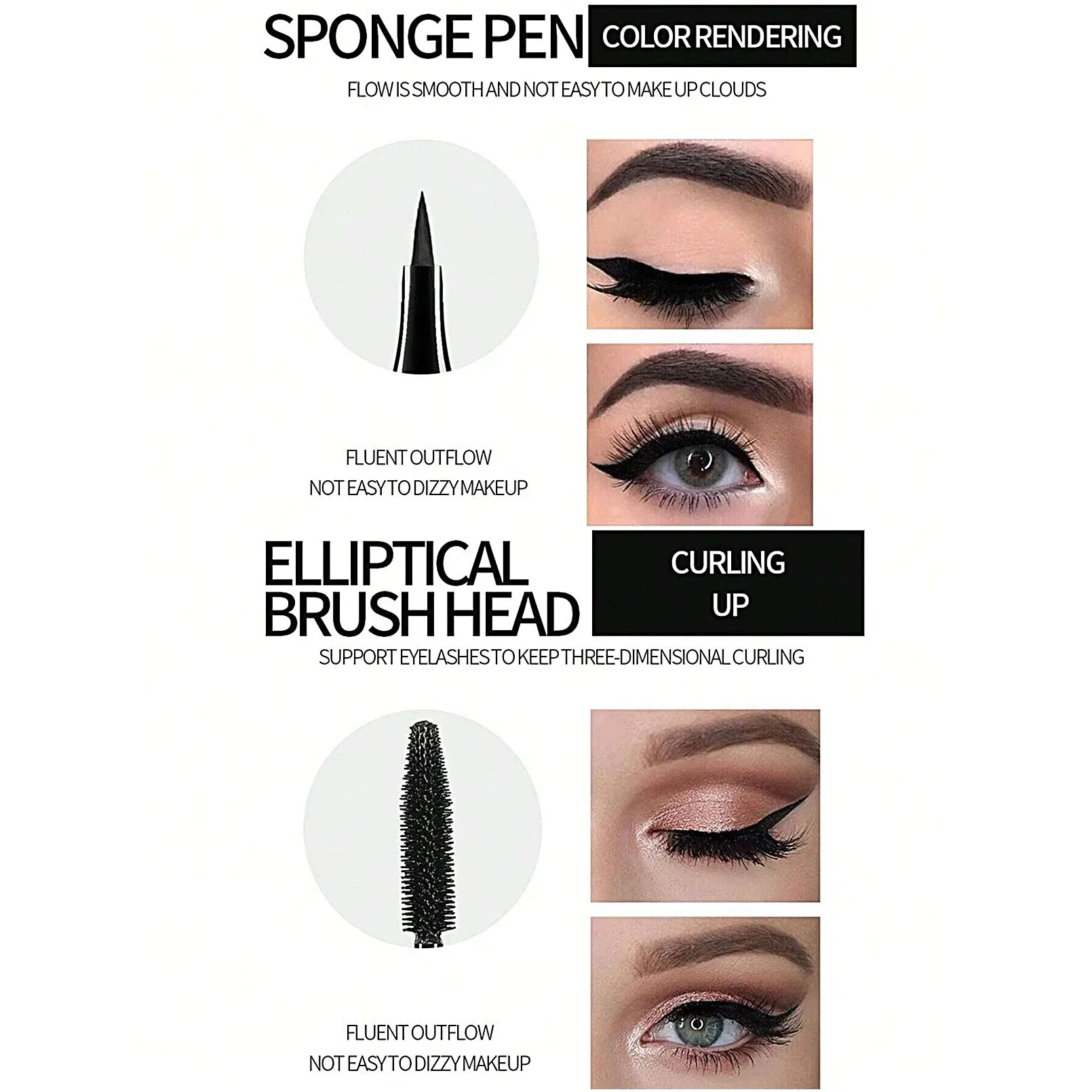 YANQINA Liquid Eyeliner Pencil 4D Waterproof Mascara Set Cosmetics Eye Liner Thick Curling Mascara Eyebrow Pencil Eyes Makeup - Image 5