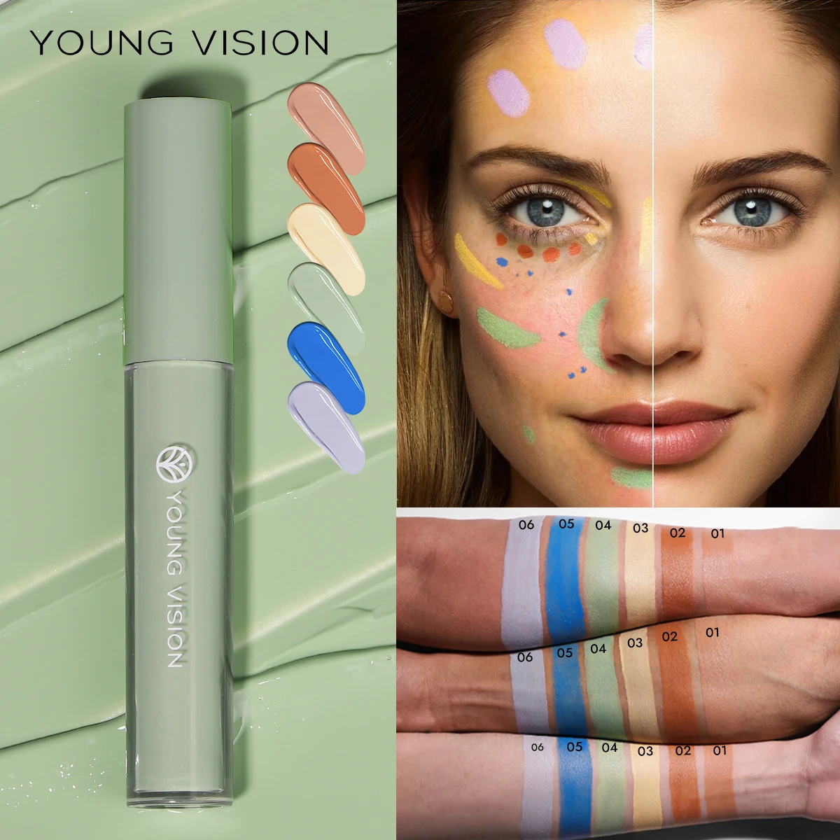 YOUNG VISION 6 Colors Hydrating Fresh Concealer Brightens Skin Tone and Covers Blemishes and Dark Eye Circles Concealer - Image 4
