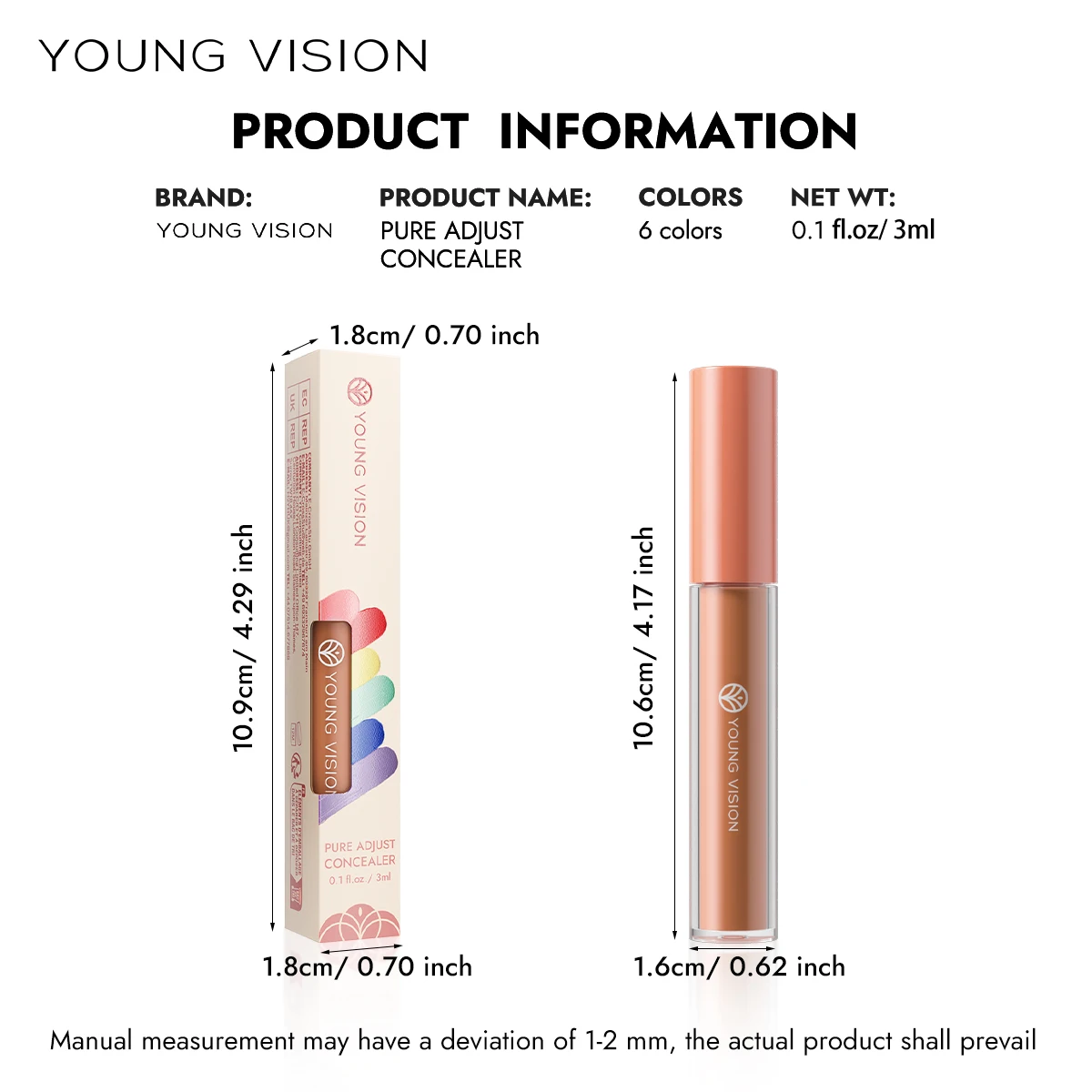 YOUNG VISION 6 Colors Hydrating Fresh Concealer Brightens Skin Tone and Covers Blemishes and Dark Eye Circles Concealer - Image 6