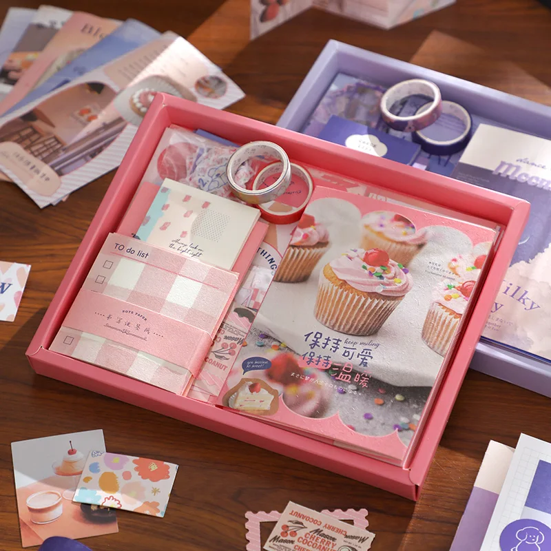 Yoofun 155pcs/box Scrapbooking Collage Junk Journal Decoration Gift Box Includes Tape Sticker Mateiral Paper Card Memo Bag - Image 6