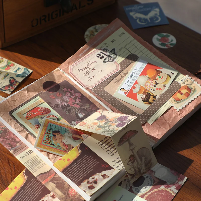Yoofun 155pcs/box Scrapbooking Collage Junk Journal Decoration Gift Box Includes Tape Sticker Mateiral Paper Card Memo Bag - Image 4