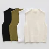 zjaiss 2026 Summer Crop Tops Knitted Women Tank Top Slim Sweater Sleeveless Pullovers Spring Autumn Solid Versatile Vest