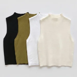 zjaiss 2026 Summer Crop Tops Knitted Women Tank Top Slim Sweater Sleeveless Pullovers Spring Autumn Solid Versatile Vest