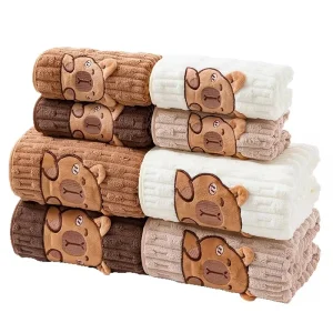 ✰✪Cute 2pc Capybara Face Towel Set, Extra Soft Coral Fleece, 34x74 Inch Towel And 70x140 Inch Bath Towel