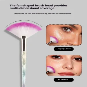 【Flat Highlight Blush Fan-Shaped Makeup Brush Powder Loose Powder Face Brush Korean Soft Cosy Even Color Tools For Women】