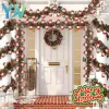 1--10PCS Xmas Tinsel Garland with Santa Claus Stocking Fringe Strips Hanging Ornament for Tree Window Home Holiday Decor