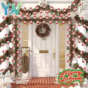 1--10PCS Xmas Tinsel Garland with Santa Claus Stocking Fringe Strips Hanging Ornament for Tree Window Home Holiday Decor