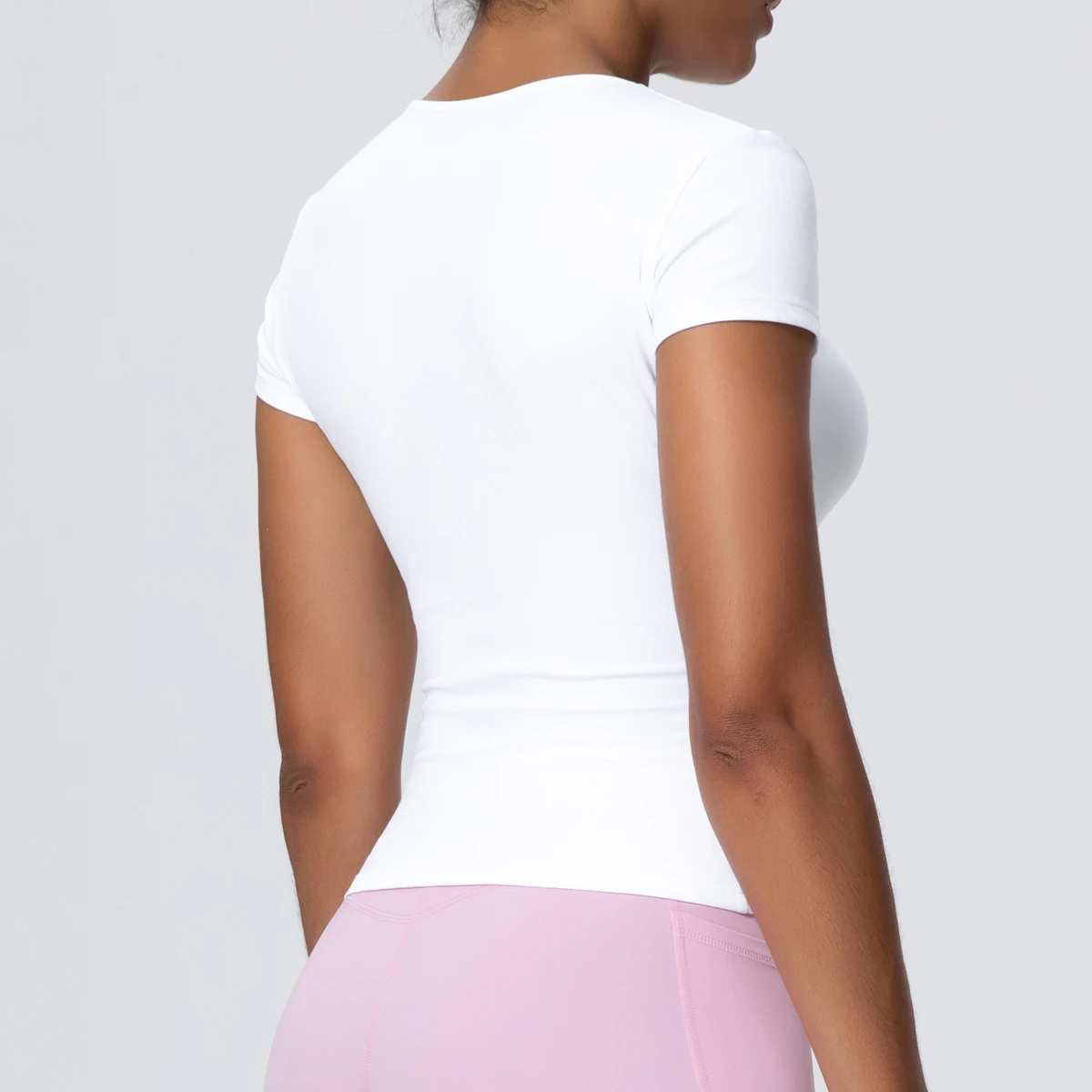 1 PC Solid Color Scrunch Slim Casual Yoga T-Shirt Gym Sports Running Shirts for Woman Fitness Training Breathable Naked Feel Top - Image 2