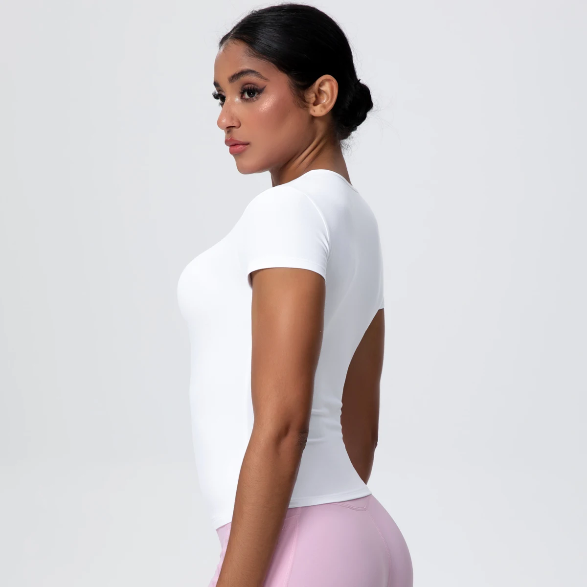 1 PC Solid Color Scrunch Slim Casual Yoga T-Shirt Gym Sports Running Shirts for Woman Fitness Training Breathable Naked Feel Top - Image 6