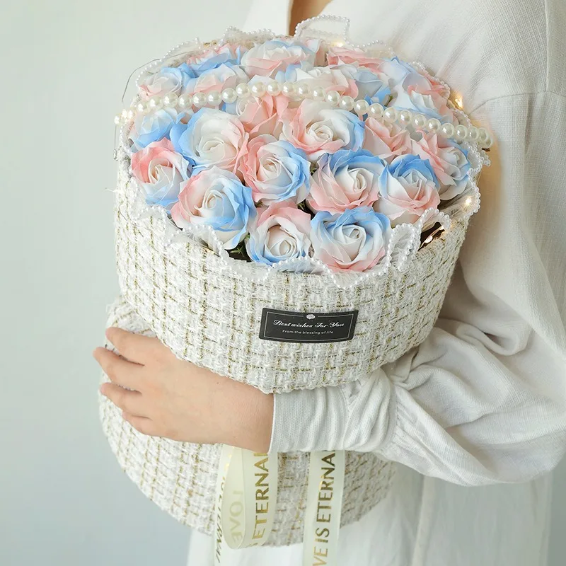 1 PCS Blue Roses Soap Flowers Bouquet Artificial Flowers Bouquet For Wedding Graduation Season Mother's Day Gift - Image 4
