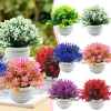 1 Set Artificial Plant Pot Ornamental Photo Props Plastic Desktop Fake Grass Plants for Outdoor Home Decoration Accessories