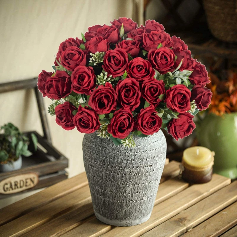 10 Heads Artificial Flowers Scrapbooking Silk Roses Wedding Party Bouquets Household Products Vases for Home Festival Decoration - Image 5