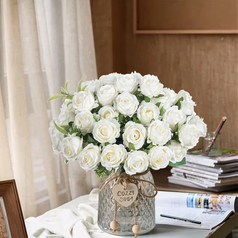 10 Heads Artificial Flowers Scrapbooking Silk Roses Wedding Party Bouquets Household Products Vases for Home Festival Decoration - Image 6