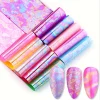 10 Rolls Aurora for Nail Foil Laser for Nail Transfer Foil Decals Iridescent Foil for Nails Fingernail Stickers Manicure Design