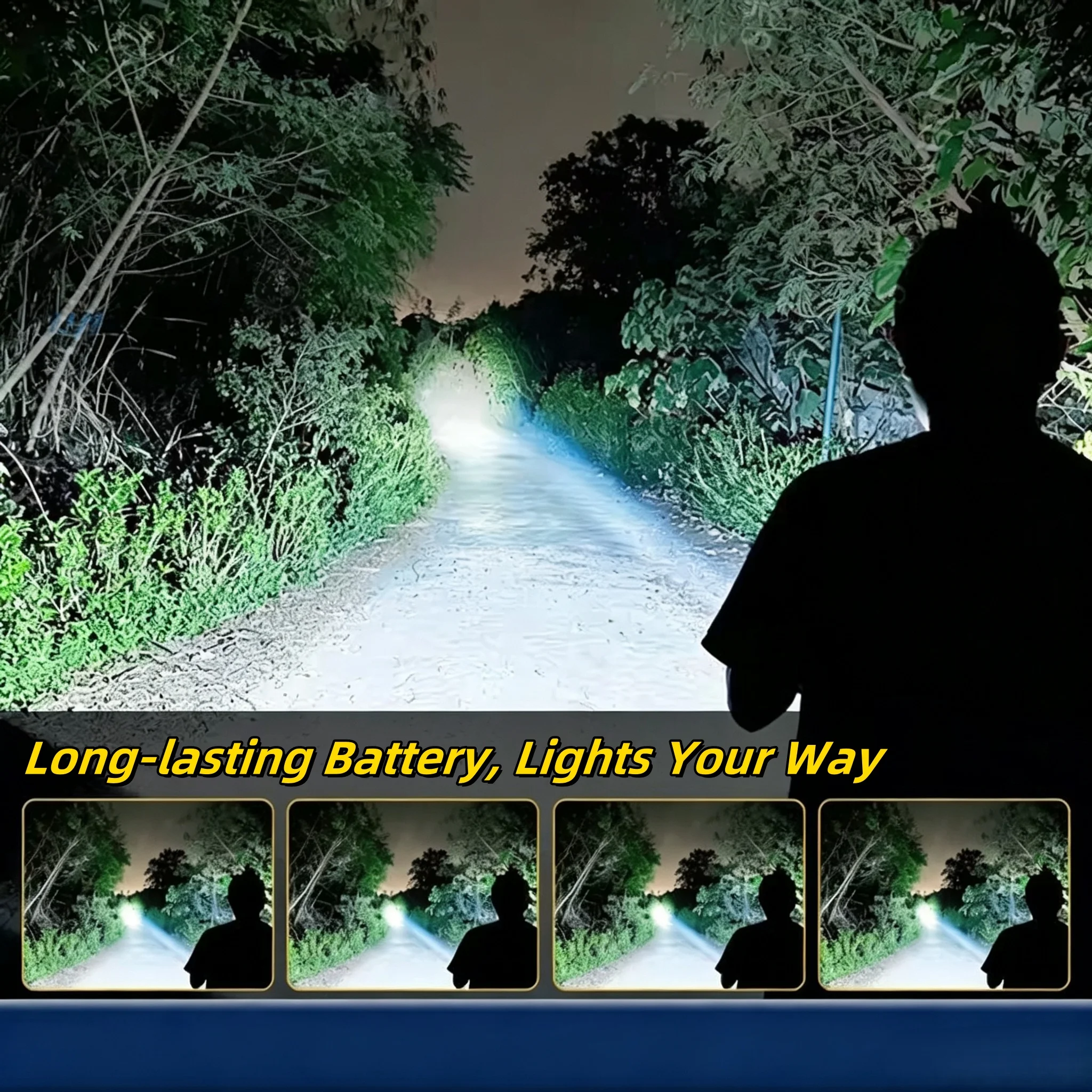 100000LM Super Bright Handheld Searchlight Solar+USB Rechargeable Flashlight IP65 Waterproof Torch for Camping Hiking Emergency - Image 4