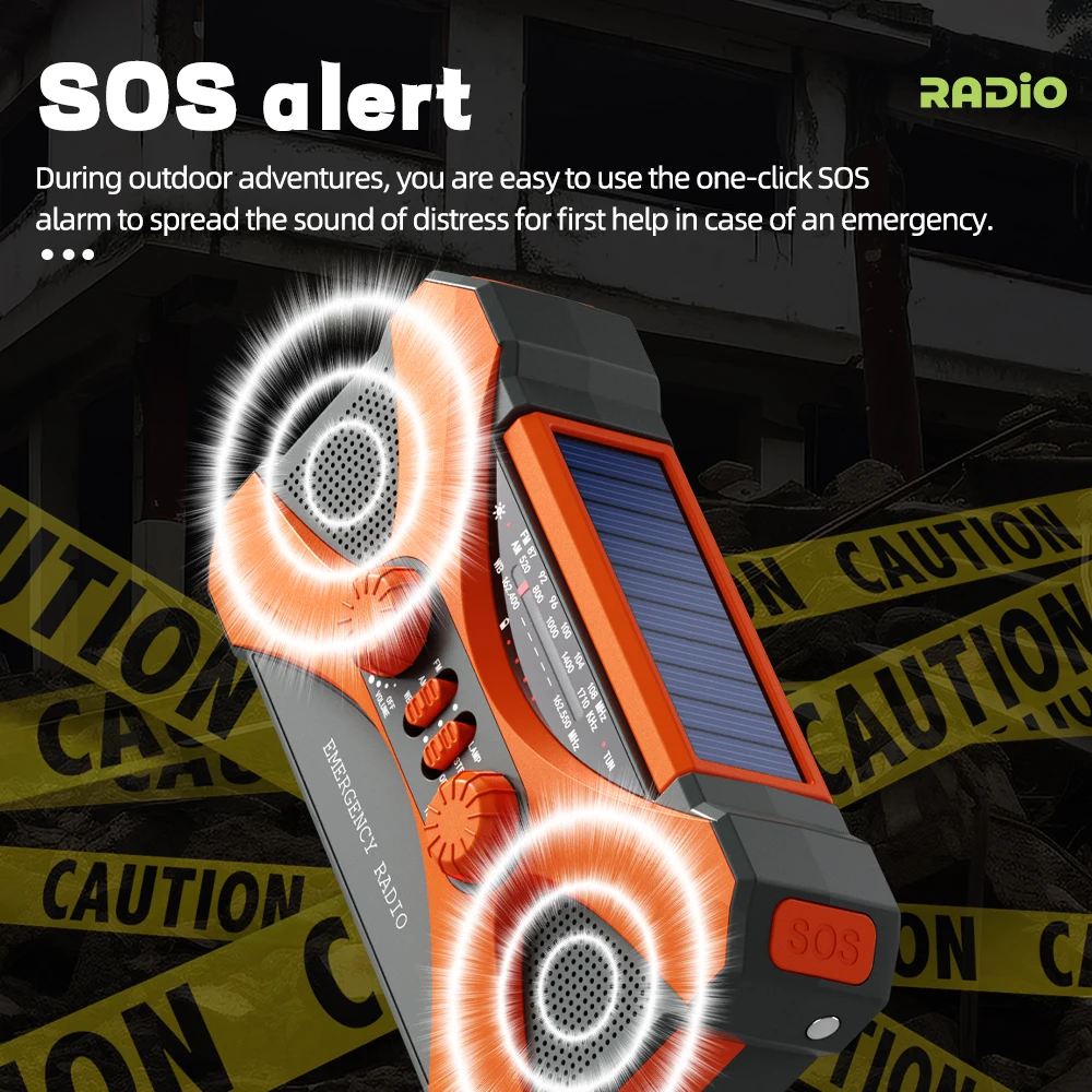 10000mAh Emergency Radio, Solar Hand Crank Radio, Portable AM/FM/NOAA Weather Radio with Cell Phone Charger, LED Flashlight - Image 3
