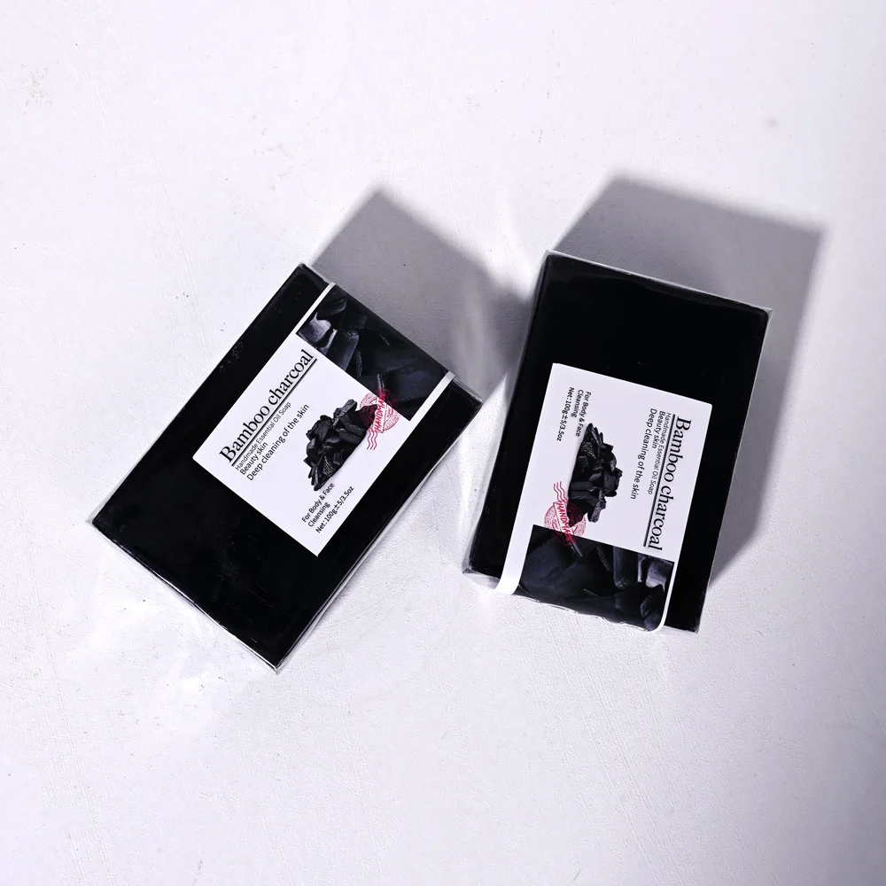 100g Bamboo Charcoal Soap Natural Organic Activated Charcoal Private Label Handmade Blackhead Removal Black Soap - Image 2