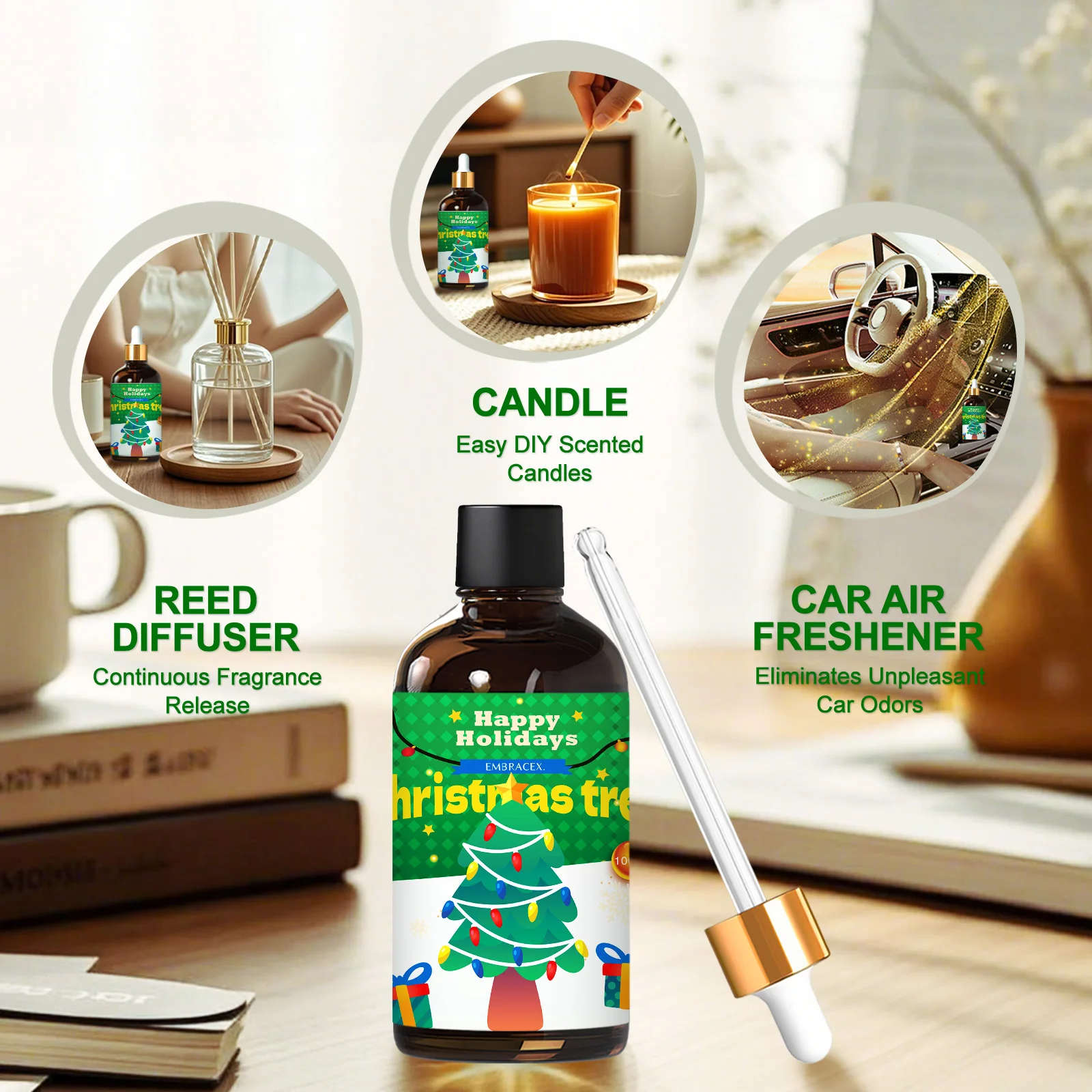 100ml Christmas Tree Fragrance Oilsl For Diffuser Humidifier Xmas Home Decor Festive Fragrance Holiday Gift - Image 3