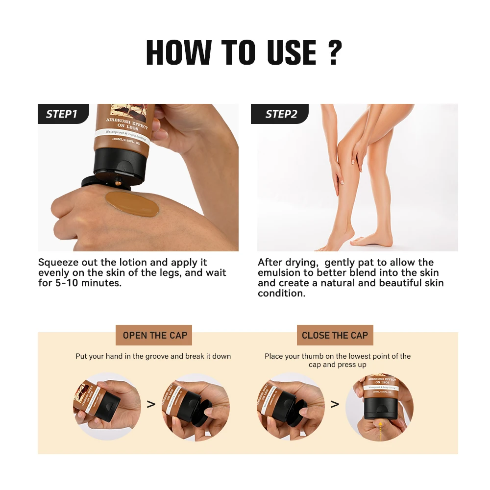 100ml Leg Makeup Long-lasting Waterproof And Anti-Transfer Concealer Even Skin Tone Wheat Tan Brown Liquid Foundation - Image 6