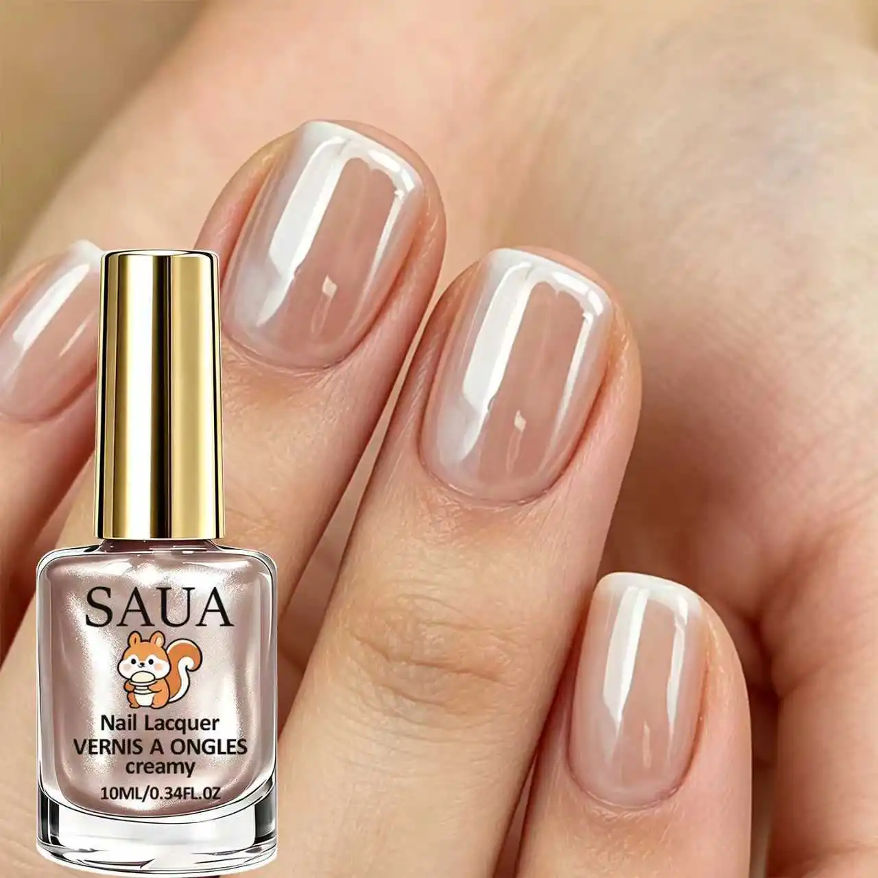 10ML Champagne Color Nail Polish, Fast-Drying, No UV Lamp Needed, Pearl Cream Texture, High Gloss,For Daily Use and Parties - Image 4