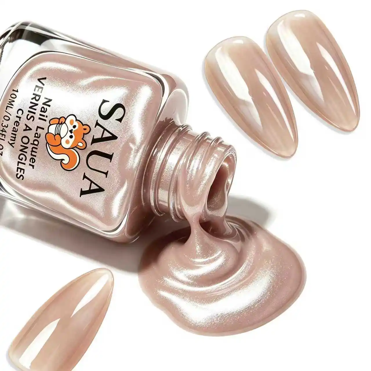 10ML Champagne Color Nail Polish, Fast-Drying, No UV Lamp Needed, Pearl Cream Texture, High Gloss,For Daily Use and Parties - Image 3