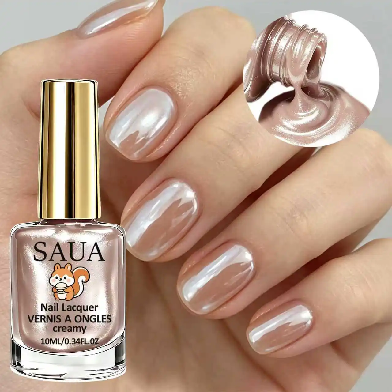 10ML Champagne Color Nail Polish, Fast-Drying, No UV Lamp Needed, Pearl Cream Texture, High Gloss,For Daily Use and Parties - Image 6