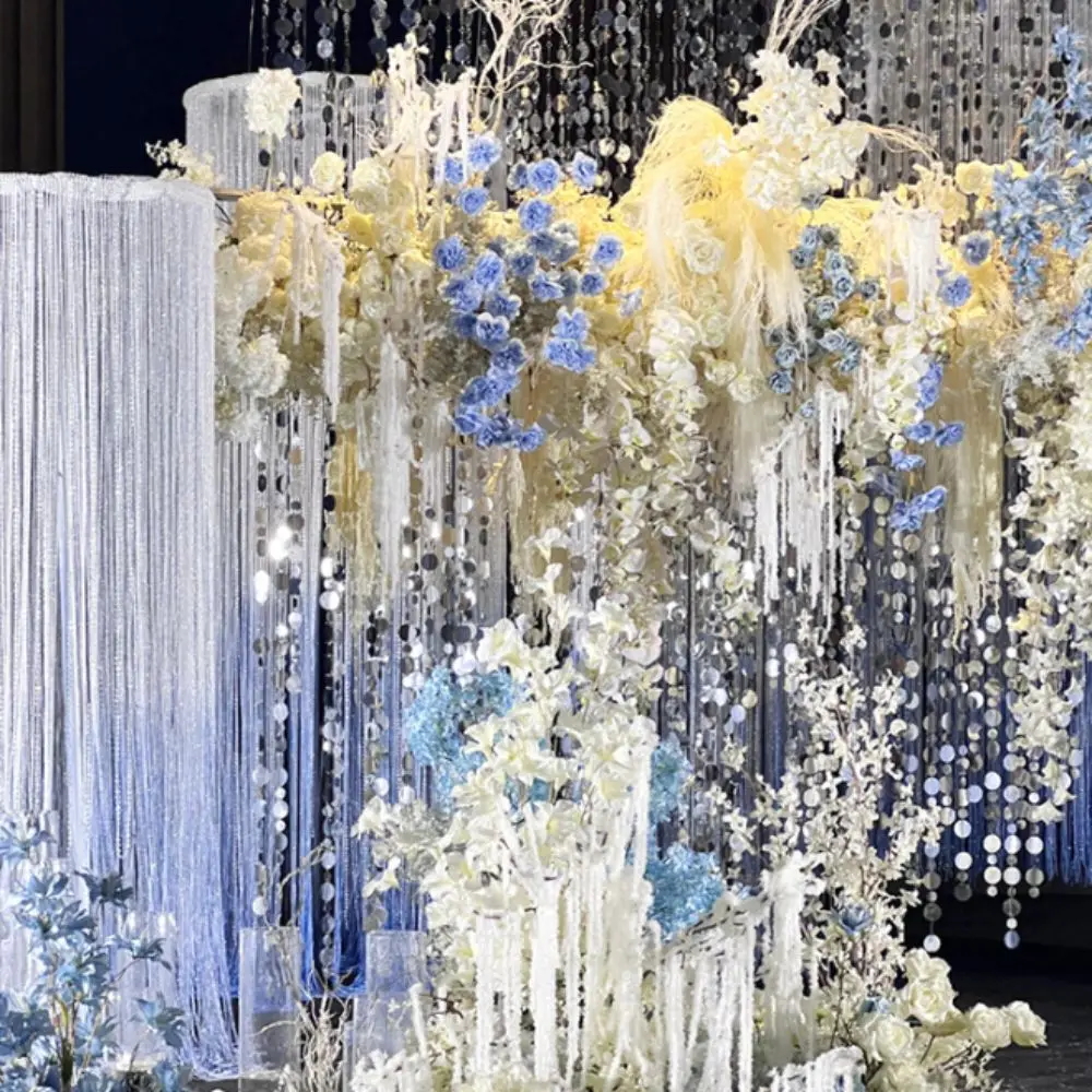 10PCS 1 Meter Sequins Hanging Foil Curtains PVC Gold Silver Round Sequin Rain Curtain Glitter Bead Indoor Home Decoration - Image 3
