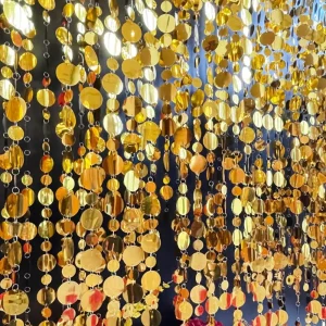 10PCS 1 Meter Sequins Hanging Foil Curtains PVC Gold Silver Round Sequin Rain Curtain Glitter Bead Indoor Home Decoration