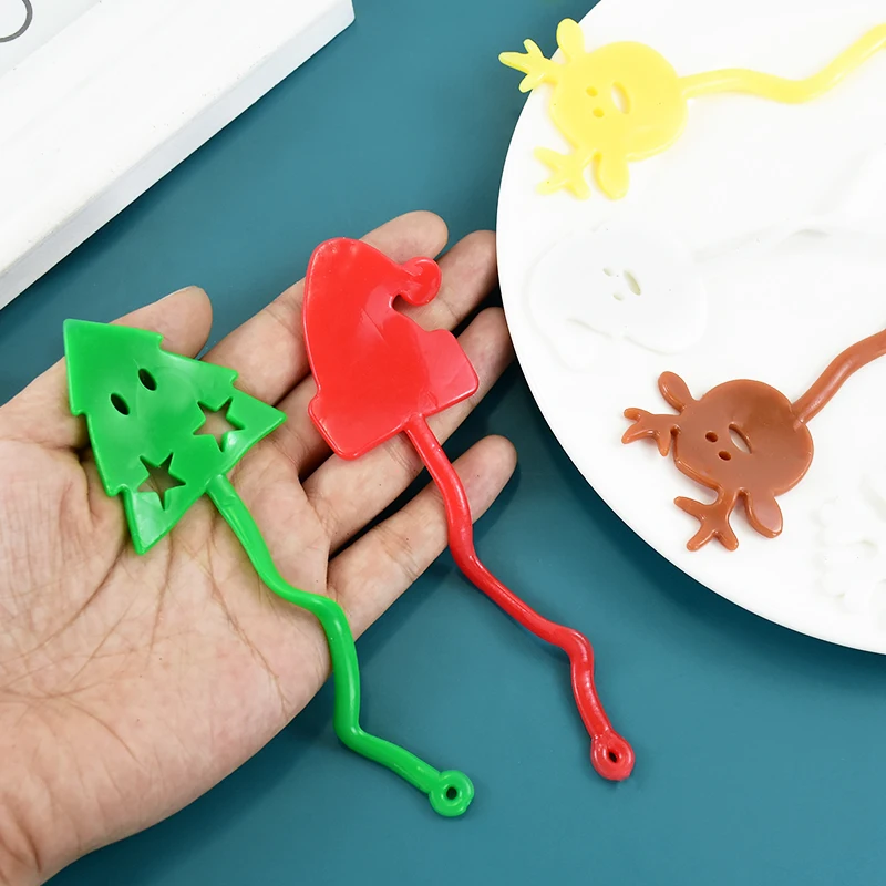10PCS Cute Cartoon Christmas Tree Snowflake Elk Sticky Hands for Christmas New Year Carnival Party Gifts Pinata Gift Bag Filler