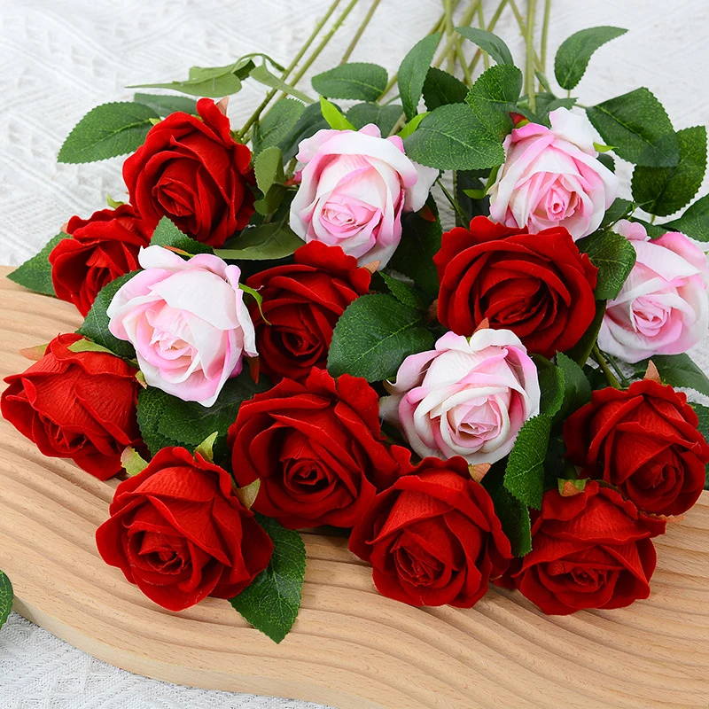 10Pcs 51cm Artificial Flowers Bouquet Fake Rose Flower for Wedding Party Home Table DIY Decoration Christmas Gift - Image 2