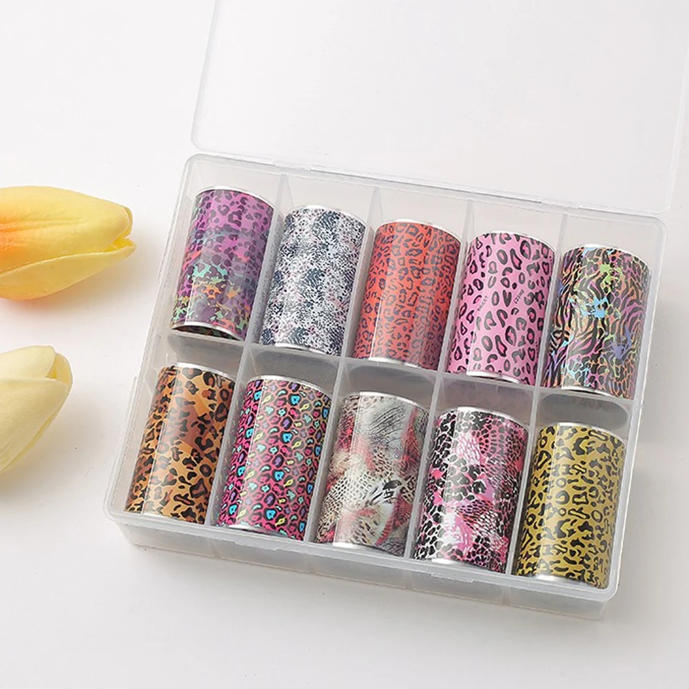 10Rolls 4*50cm Sexy Leopard Print Nail Foil Transfer Stickers Wild Animal Skin Decals Y2K Hot Girl Leopard Nail Art Decorations - Image 6