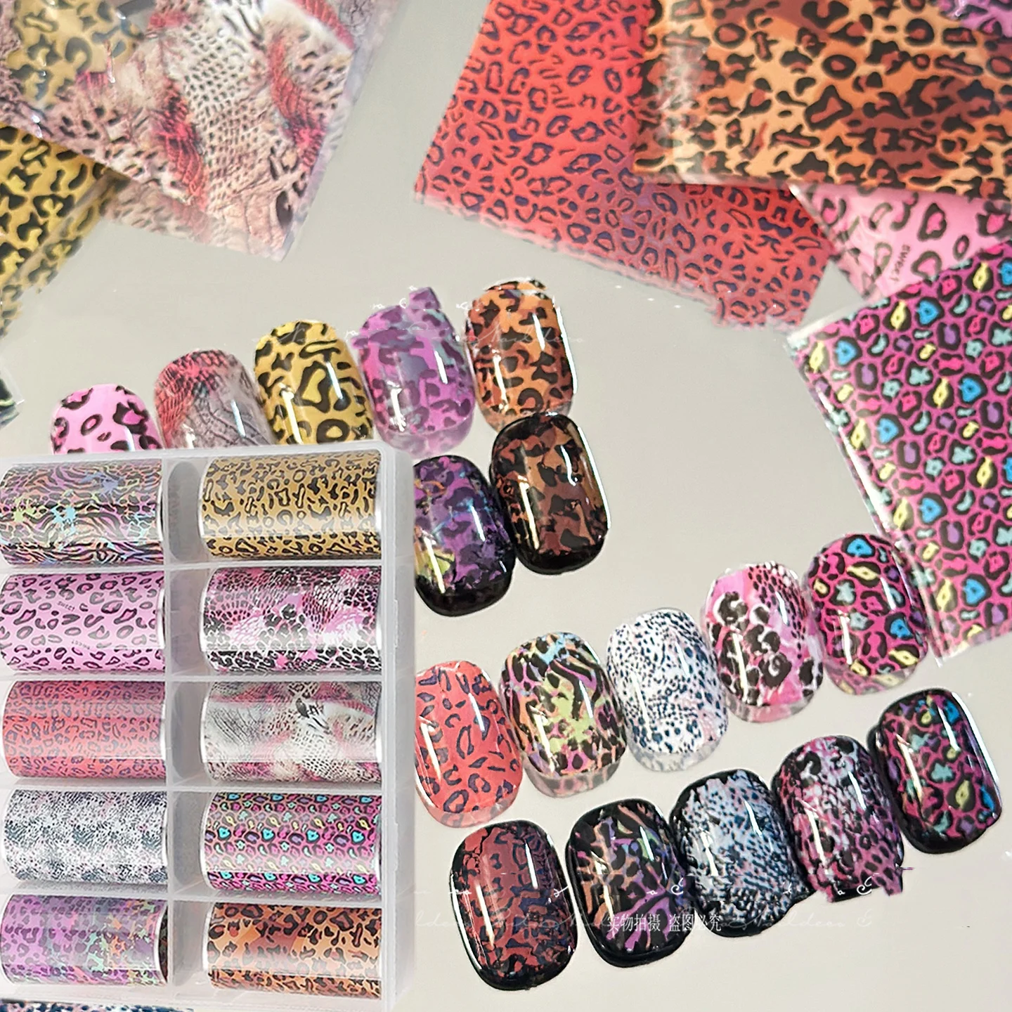 10Rolls 4*50cm Sexy Leopard Print Nail Foil Transfer Stickers Wild Animal Skin Decals Y2K Hot Girl Leopard Nail Art Decorations - Image 4