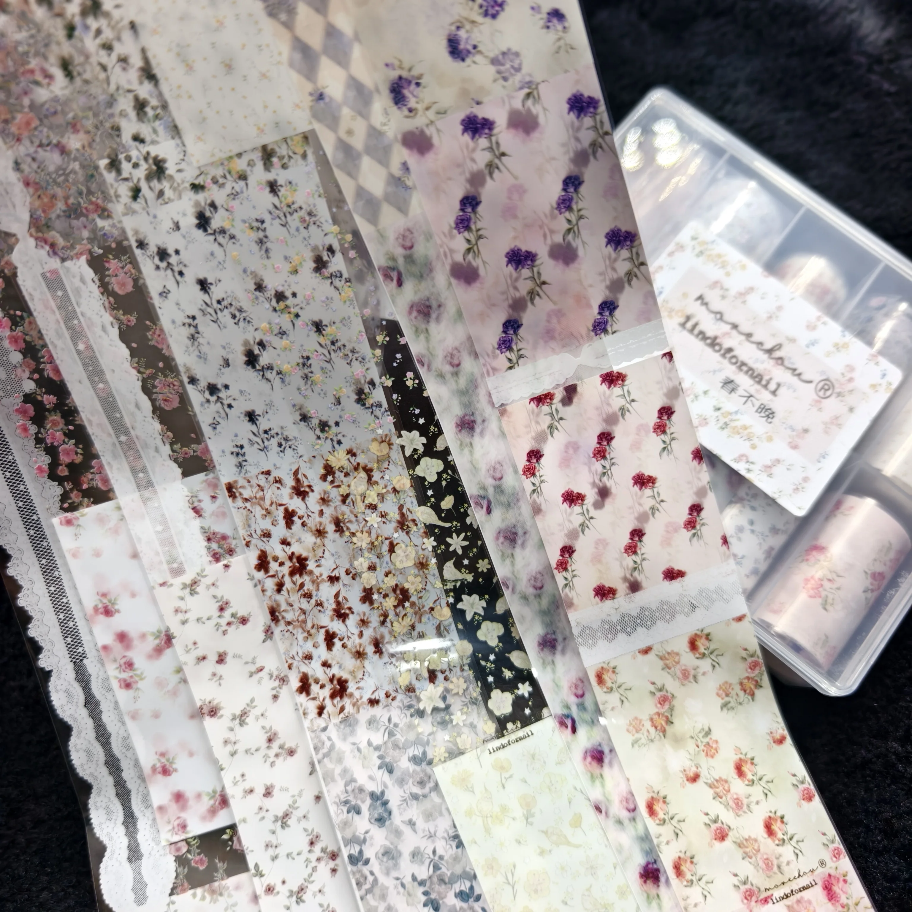 10Rolls Flower Lace Plaid Bow Nail Foils Transfer Paper Nail Art Stickers Manicure Set Decal Nails Decoration - Image 5