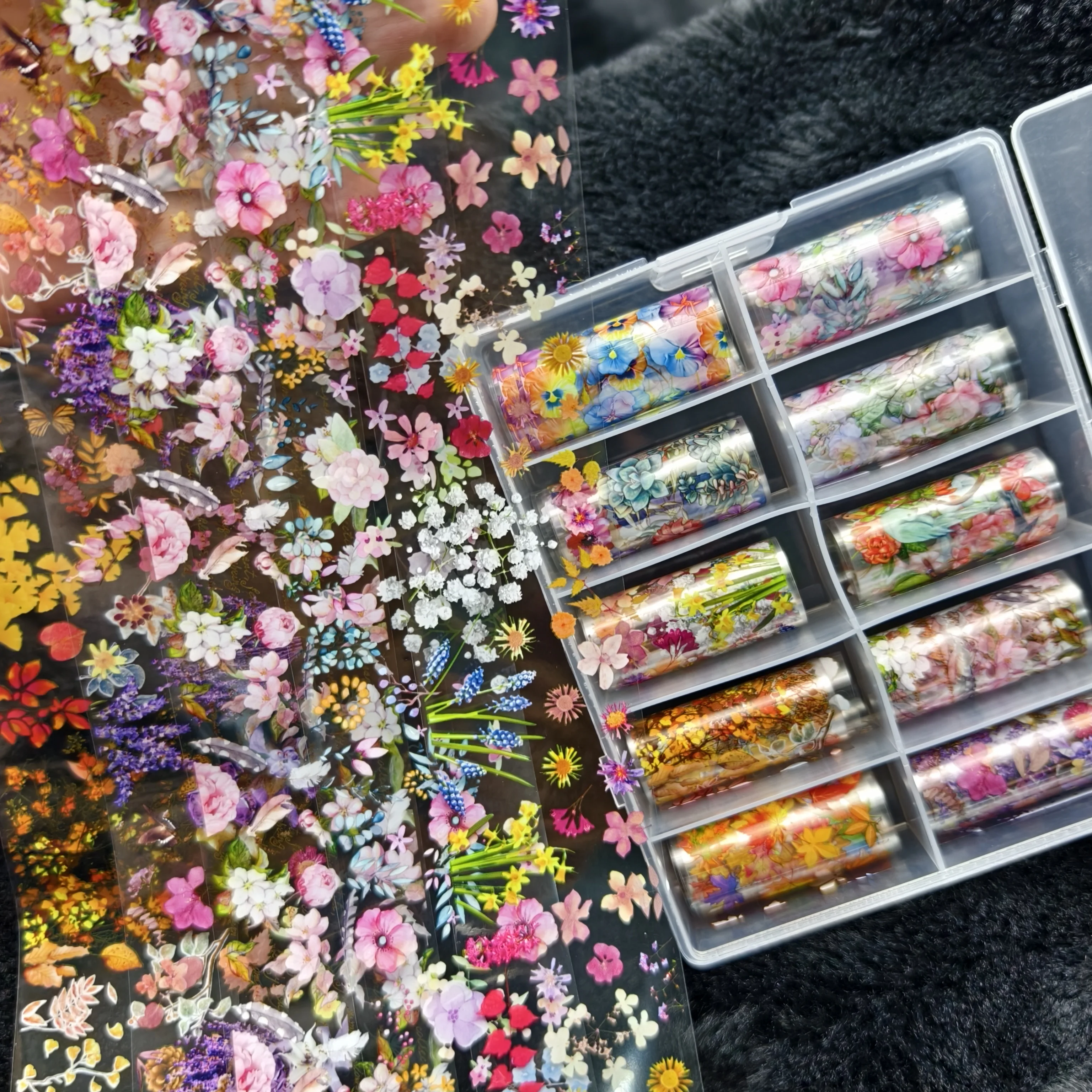 10Rolls Halloween Flower Plaid Angel Marble Bow Nail Foils Transfer Paper Nail Art Stickers Decal Nails Decoration - Image 3