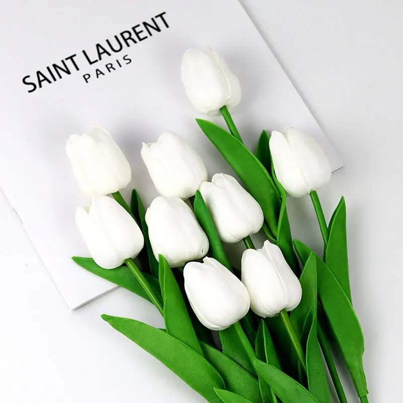 10pc Artificial Flower Realistic Touch Tulip Scrapbooking Vase Home Decor Wedding Garden Arch Garland Mother's Day Bouquet DIY - Image 5