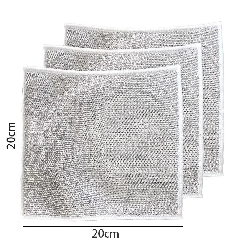 10pcs Magic Dishcloth Silver Wire Cleaning Kitchen Cloth Thickened Microfiber Wash Towel Built-in Sponge Steel Wire Ball Rag - Image 6