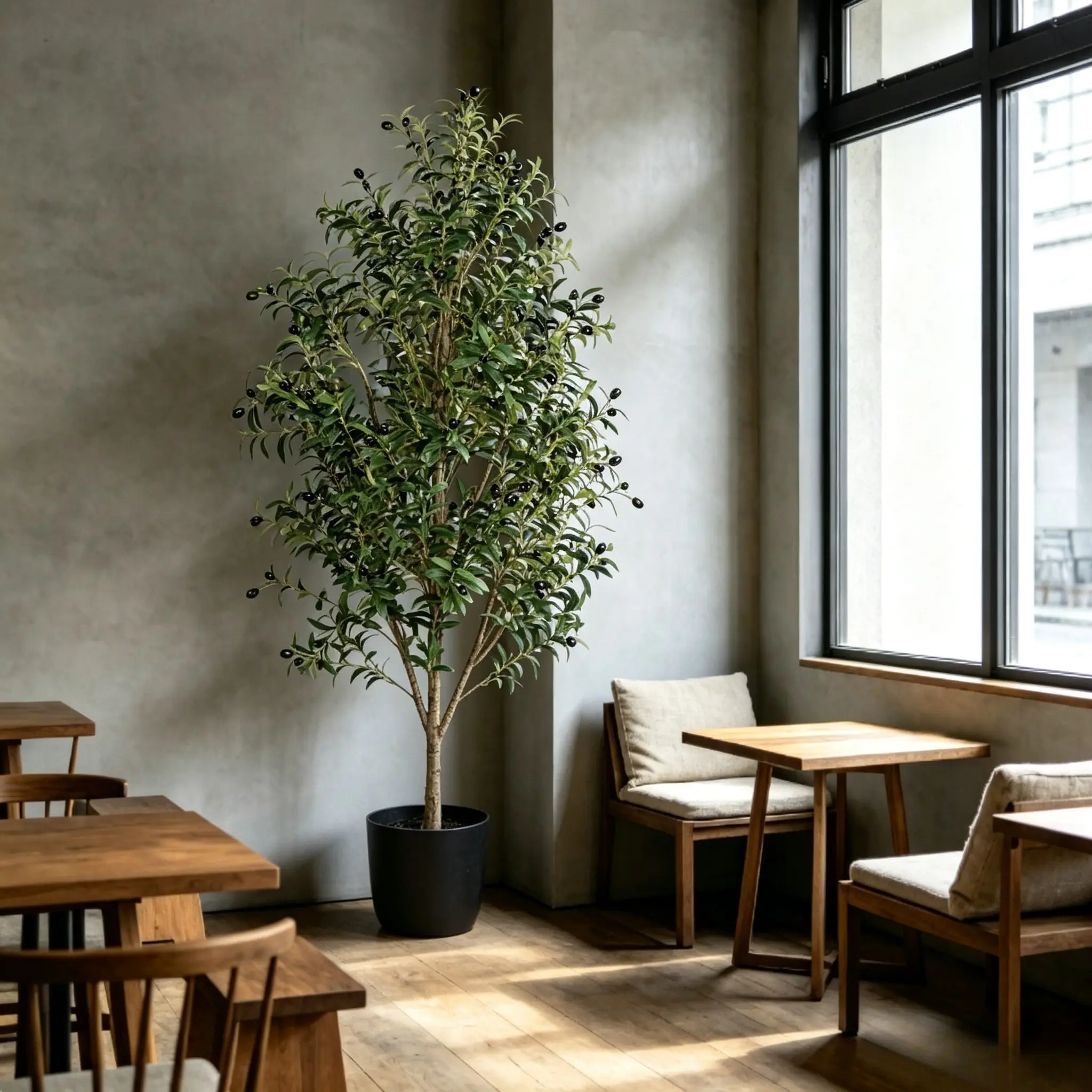 110/150/180cm Non-Hazardous Artificial Olive Tree with Pot, Low-Maintenance Indoor Decor Tree for Home Office Commercial - Image 2