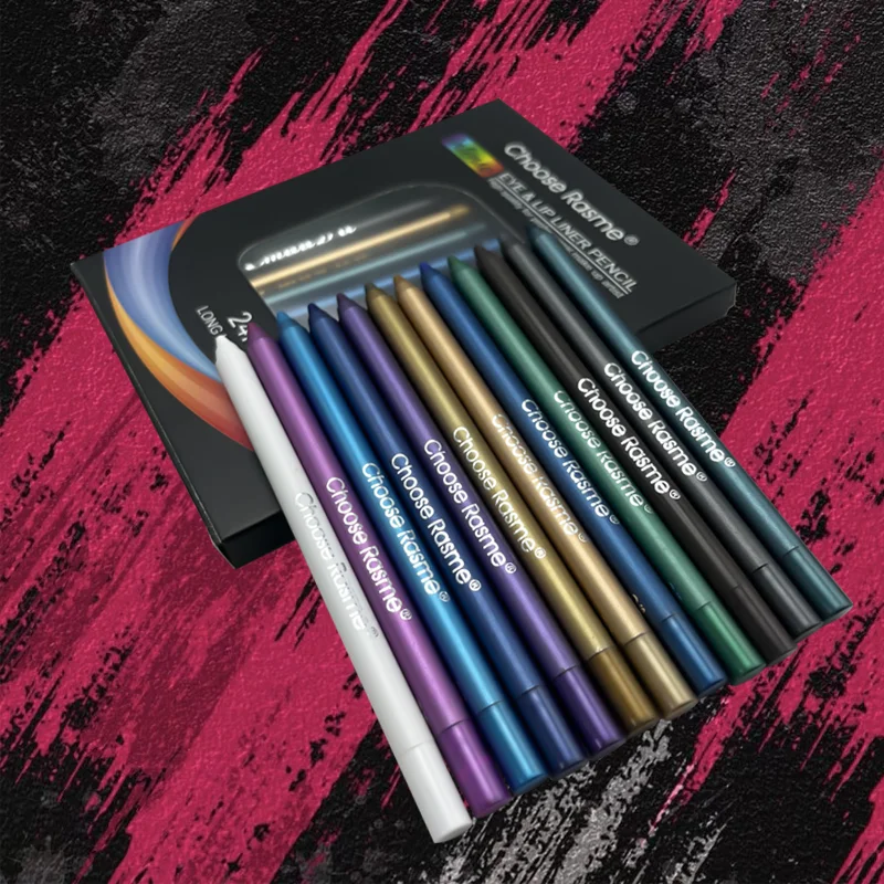 12 Colors Set Glitter & Shimmer Eyeliner Stick Pack - Long-Wearing Blue Tone Eyeliner Pencil with Smooth Application - Versatile - Image 2