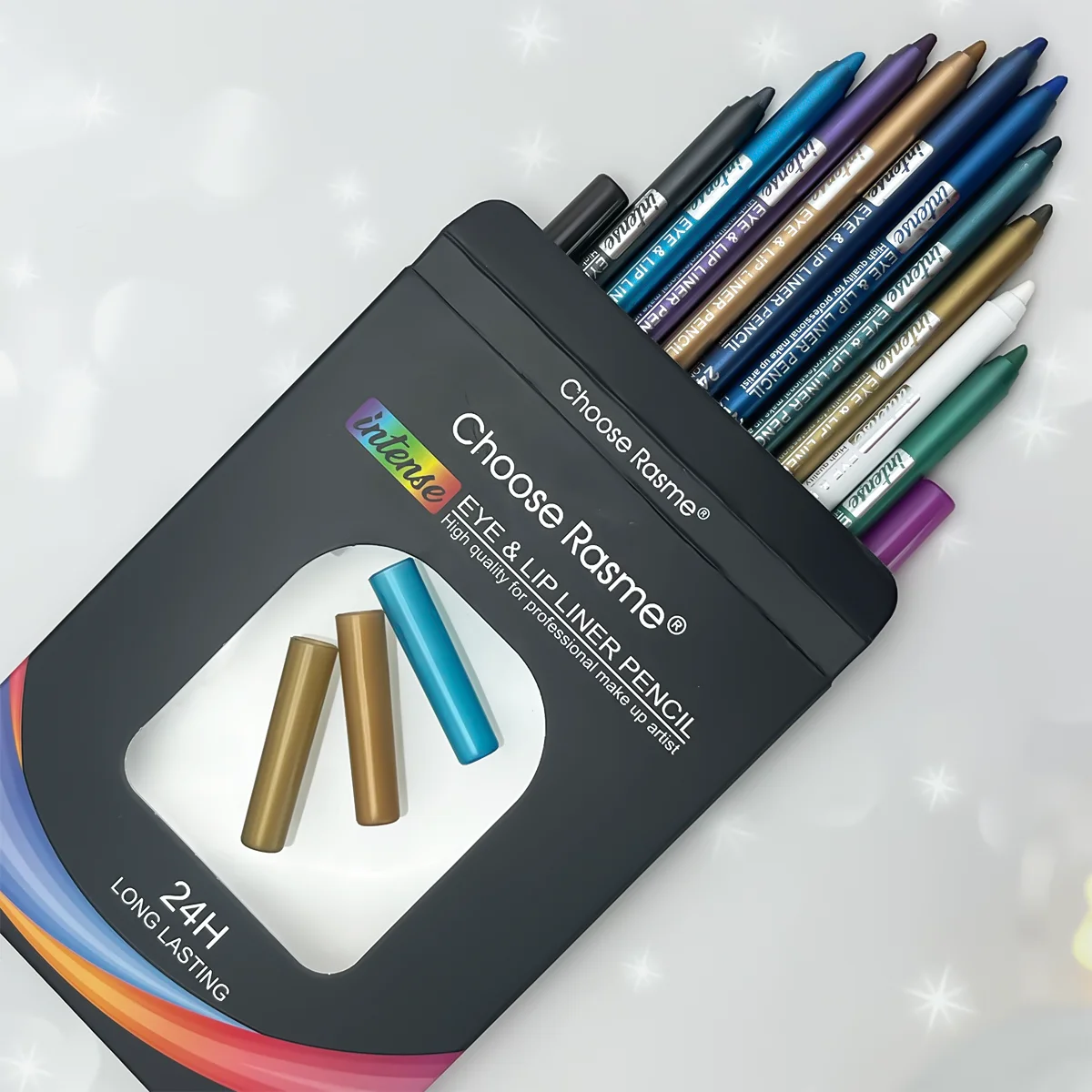 12 Colors Set Glitter & Shimmer Eyeliner Stick Pack - Long-Wearing Blue Tone Eyeliner Pencil with Smooth Application - Versatile - Image 5