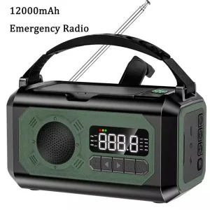12000mAh Emergency Radio AM/FM/NOAA Weather Radio Solar Hand Crank Radio Flashlight SOS Alarm Power Bank Reading Lamp Wholesale