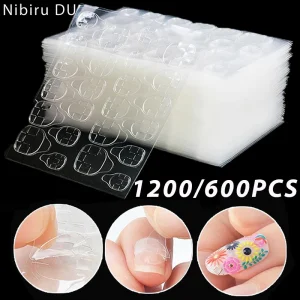 1200/600PCS Double Sided Waterproof Breathable Fake Nail Art Glue Stickers Jelly Adhesive Tabs Manicure False Tips Accessory
