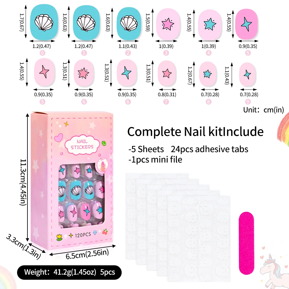 120Pcs Children's Press on Nails Kids Cartoon Acrylic Fake Nails Tips Kawaii Girl Full Cover Short False Nails With Jelly Glue#@ - Image 5