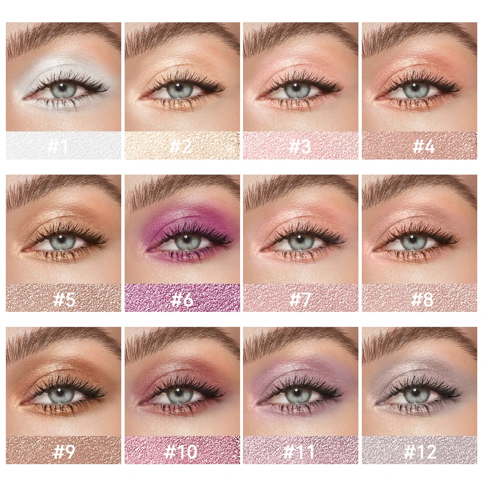 12Colors Metallic Eyeshadow Pencil Glitter Silkworm Liner Pen Highlighter Long Lasting Gold Blue Cream Eye Shadow Stick Makeup - Image 4
