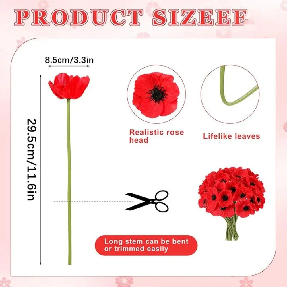 1/2Pcs Red Artificial Flowers Bouquet 29CM Fake Flower for Home Decor Party Supplies Wedding Decoration Vase Flower Arrangement - Image 3