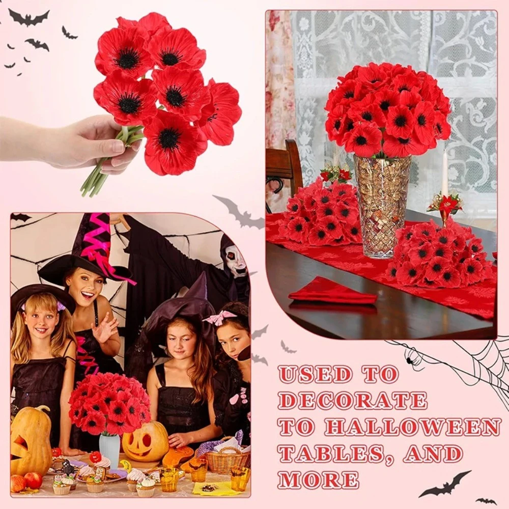 1/2Pcs Red Artificial Flowers Bouquet 29CM Fake Flower for Home Decor Party Supplies Wedding Decoration Vase Flower Arrangement - Image 6