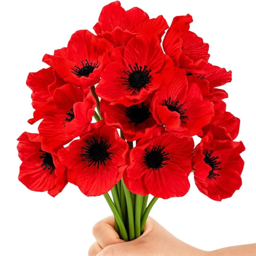 1/2Pcs Red Artificial Flowers Bouquet 29CM Fake Flower for Home Decor Party Supplies Wedding Decoration Vase Flower Arrangement