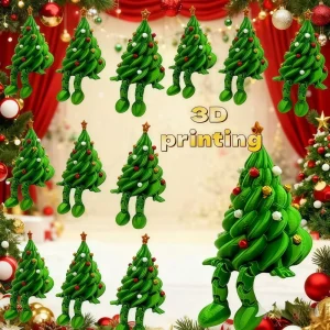1/3/5 Pcs 3D Printed Movable Joint Christmas Tree Ornaments Christmas New Year Carnival Party Gifts Decoration Gift Bag Filler